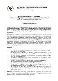 FINAL DECLARATION on Africa and Migration