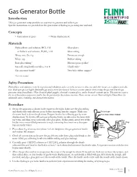 Gas Generator Bottle Introduction SCIENTIFIC This Gas Generator Setup Provides an Easy Way to Generate and Collect Gas