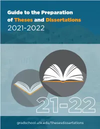 Guide to the Preparation of Theses and Dissertations 2021-2022