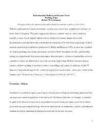 1 Institutionalist Method and Forensic Proof Working Paper Robert M