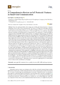 A Comprehensive Review on Iot Protocols' Features in Smart Grid Communication