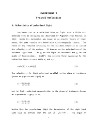 EXPERIMENT 3 Fresnel Reflection