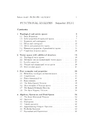 FUNCTIONAL ANALYSIS – Semester 2012-1
