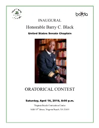 Honorable Barry C. Black ORATORICAL CONTEST