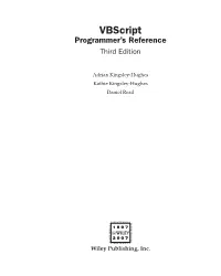 Vbscript Programmer’S Reference Third Edition