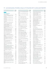 43 List of Participations of the Allianz Group As of 31 December 2017 According to § 313 (2) HGB