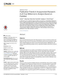 A 20-Year Bibliometric Analysis Based on Pubmed