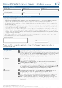 Citibank Change to Home Loan Request – Introducer [Version 21]
