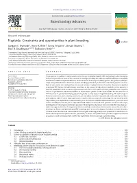 Haploids: Constraints and Opportunities in Plant Breeding