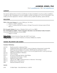 JASMINE JONES, Phd Email: Jonesj2@Berea.Edu | Web