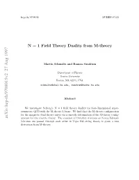 N = 1 Field Theory Duality from M-Theory