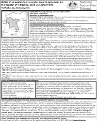 Notice of an Application to Register an Area Agreement on the Register of Indigenous Land Use Agreements Notification Day: 3 February 2021