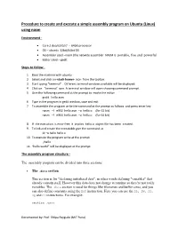 Procedure to Create and Execute a Simple Assembly Program on Ubuntu (Linux) Using Nasm
