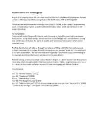 The Short Stories of F. Scott Fitzgerald As Part of an Ongoing Series for the Lewis and Clark Library's Adult Education Progra