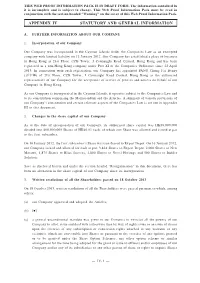 Appendix Iv Statutory and General Information
