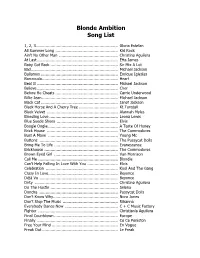 Blonde Ambition Song List