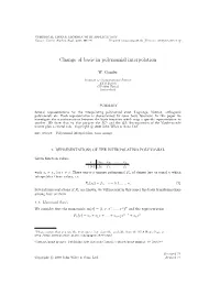 Change of Basis in Polynomial Interpolation