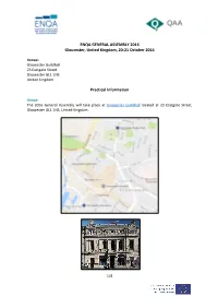 ENQA GENERAL ASSEMBLY 2016 Gloucester, United Kingdom, 20-21 October 2016