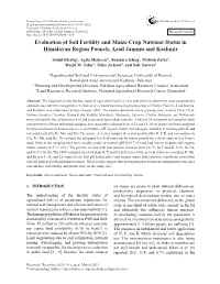 Evaluation of Soil Fertility and Maize Crop Nutrient Status in Himalayan Region Poonch, Azad Jammu and Kashmir
