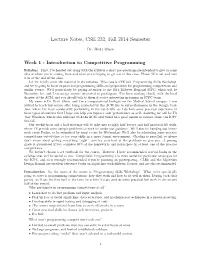 Lecture Notes, CSE 232, Fall 2014 Semester