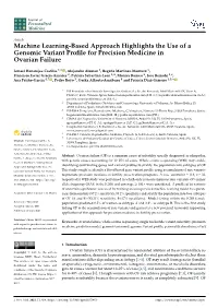 Machine Learning-Based Approach Highlights the Use of a Genomic Variant Proﬁle for Precision Medicine in Ovarian Failure