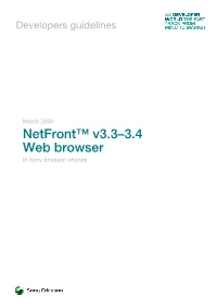 Netfront™ V3.3–3.4 Web Browser in Sony Ericsson Phones Developers Guidelines | NF3 Web Browser