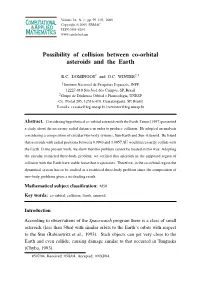Possibility of Collision Between Co-Orbital Asteroids and the Earth