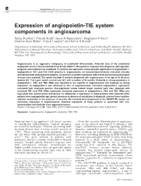 Expression of Angiopoietin-TIE System Components in Angiosarcoma