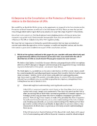 IG Response to the Consultation on the Protection of Retail Investors in Relation to the Distribution of Cfds