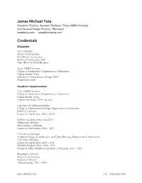 James Michael Tate Credentials