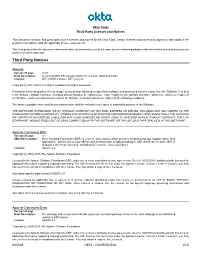 Okta Tools Third Party Licenses and Notices