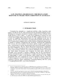 The Regulatory Response to Trade Union Corruption in Australia