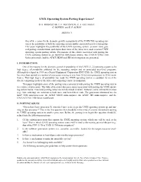 UNIX Operating System Porting Experiences*