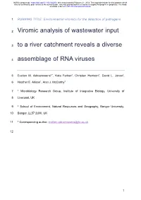 Viromic Analysis of Wastewater Input to a River Catchment Reveals a Diverse Assemblage of RNA Viruses
