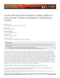 A Multi-Actor Dialogue in Saskatchewan, Canada