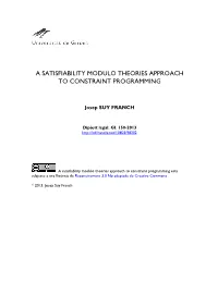 A Satisfiability Modulo Theories Approach to Constraint Programming