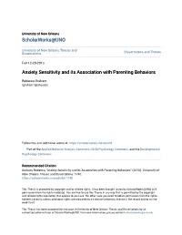 Anxiety Sensitivity and Its Association with Parenting Behaviors