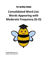 Consolidated Word List: Words Appearing with Moderate Frequency (G-O)