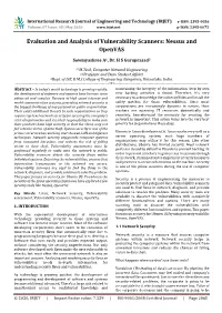 Evaluation and Analysis of Vulnerability Scanners: Nessus and Openvas