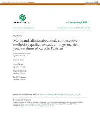 Myths and Fallacies About Male Contraceptive Methods