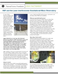 National Science Foundation LIGO FACTSHEET NSF and the Laser
