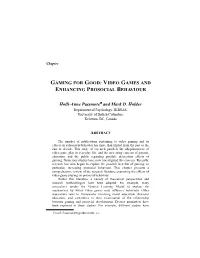 Video Games and Enhancing Prosocial Behaviour