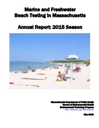 Marine and Freshwater Beach Testing in Massachusetts Annual Report