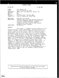 Notes on Linguistics, 1993. INSTITUTION Summer Inst