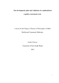 The Development, Pilot and Validation of a Multicultural Cognitive Assessment Scale