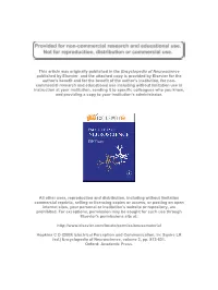 This Article Was Originally Published in the Encyclopedia of Neuroscience Published by Elsevier, and the Attached Copy Is Provid