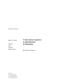 Trade Union Responses to Globalization in Lithuania
