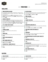 Food Menu Small Bites