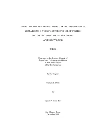 Operation Palliser: the British Military Intervention Into