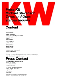 Press Kit Michael Stevenson Zeros and Ones Stanley Brouwn Content